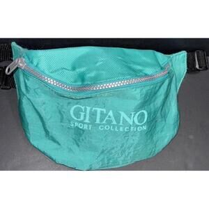 Vintage Gitano Fanny Pack 90s Adjustable‎ Green Blue Zip Outdoor Belt Bag